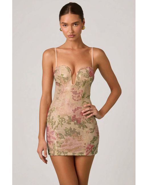 Oh Polly Pink Embellished Sweetheart-Neck A-Line Mini Dress