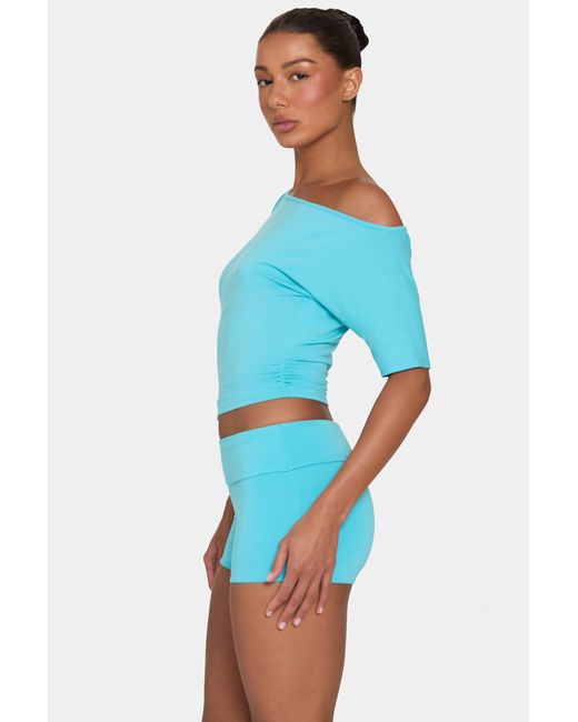BO+TEE Blue Buttercloud Mini Foldover Shorts