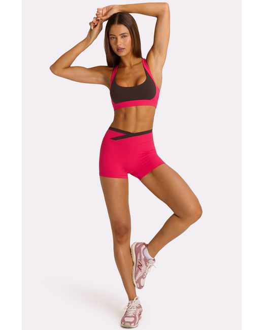 BO+TEE Pink Soft Active Wrap Waist Shorts