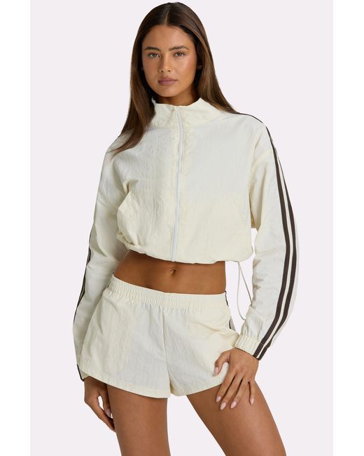 BO+TEE White Woven Zip-Up Track Jacket