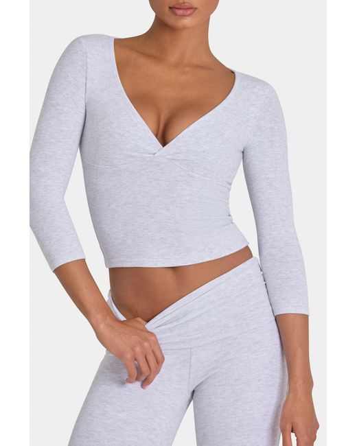 BO+TEE Gray Buttercloud 3/4 Sleeve Top