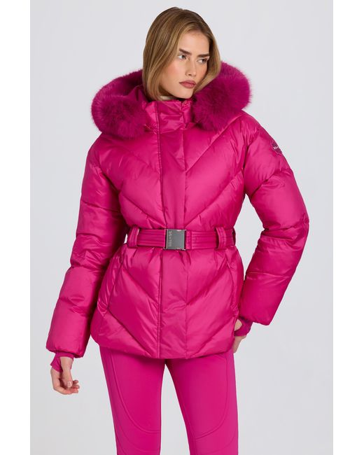 BO+TEE Pink Waterproof Faux-Fur Hood Ski Jacket