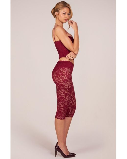 Oh Polly Red Laced Capri Trousers