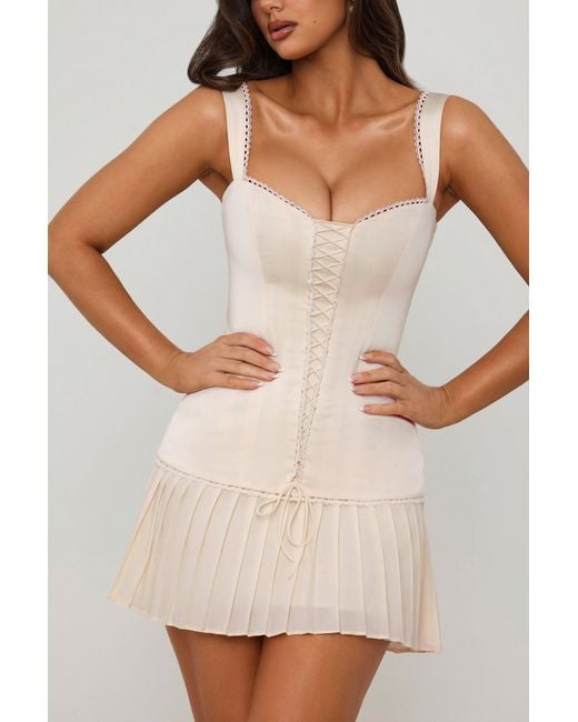 Oh Polly White Bow-Detail Lace-Up Corset Mini Dress