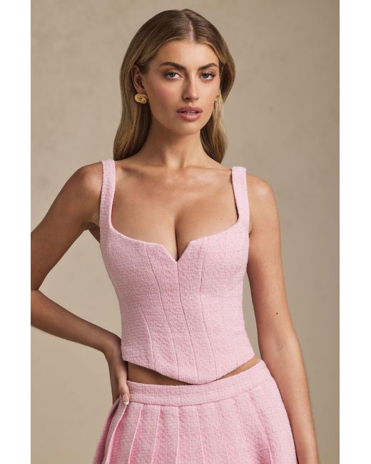 Oh Polly Pink Lace-Up Corset Top