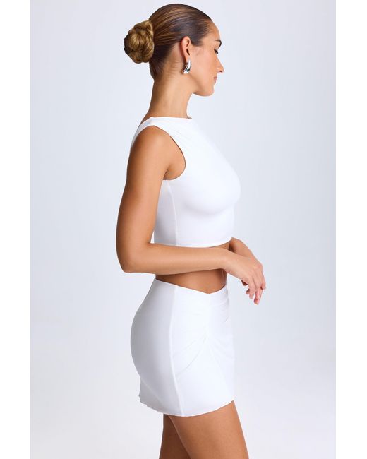 Oh Polly White Draped A-Line Mini Skirt