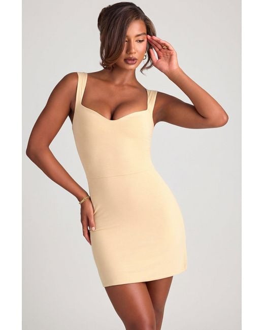Oh Polly Natural Modal Sweetheart Neckline Bodycon Mini Dress