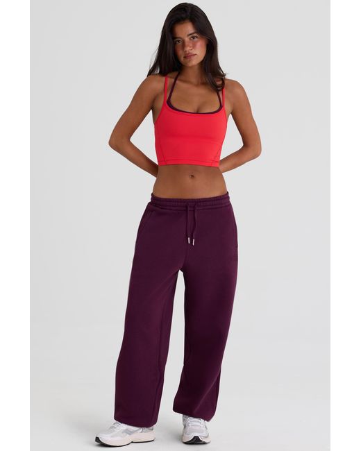 BO+TEE Red Brushed Cotton Jersey Mid-Rise Relaxed Joggers
