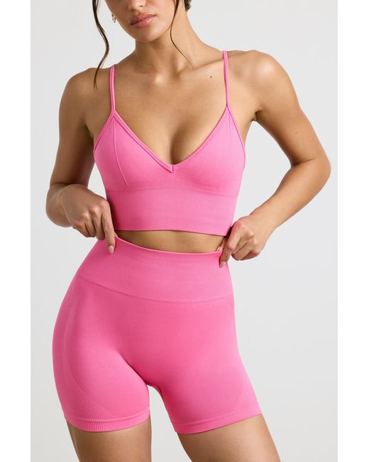 BO+TEE Pink Define Luxe High-Waist Mini Shorts