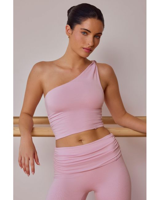 BO+TEE Pink One-Shoulder Twisted Tank Top
