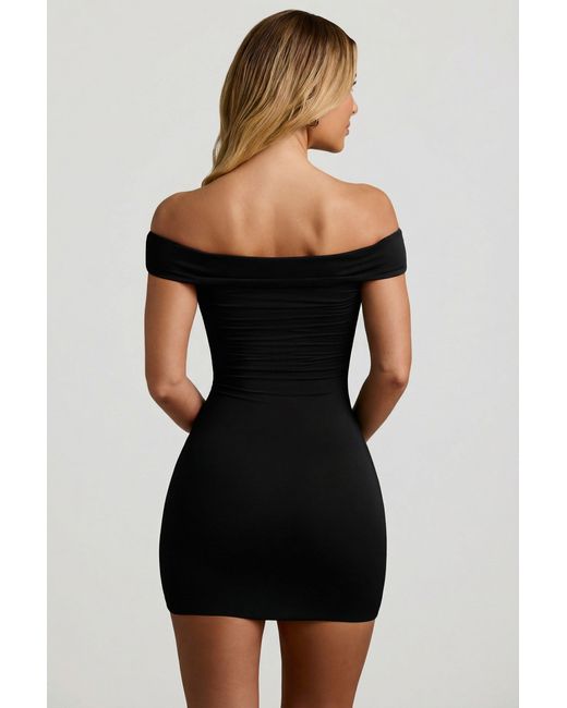 Oh Polly Black Modal Cut-Out Off-Shoulder Mini Dress