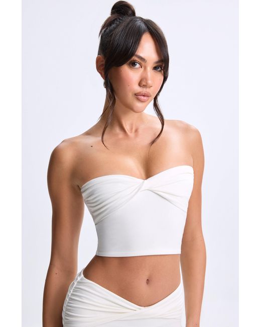 Oh Polly White Modal Twist-Front Bandeau Top