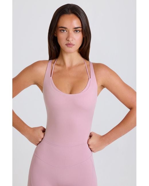 BO+TEE Pink Stretch Cotton Jersey Layered Crossback Bodysuit
