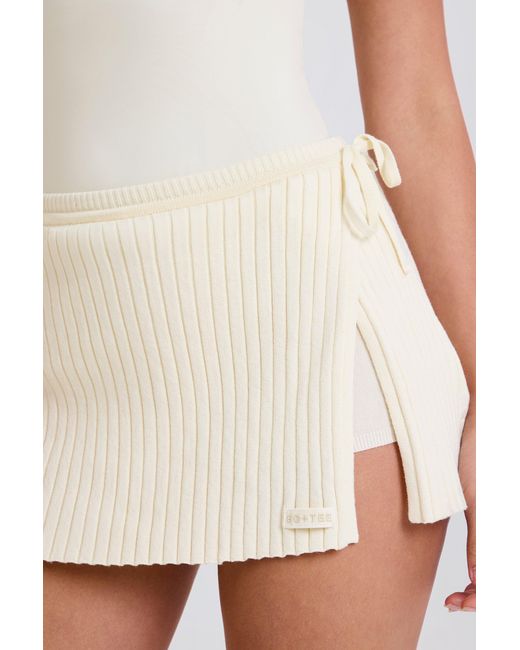 BO+TEE White Ribbed Knit Tie Wrapover Skort
