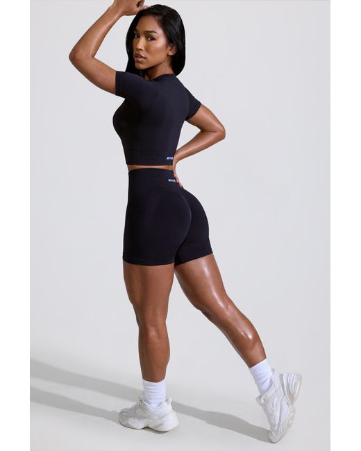BO+TEE Black High Waist Define Luxe Mini Shorts