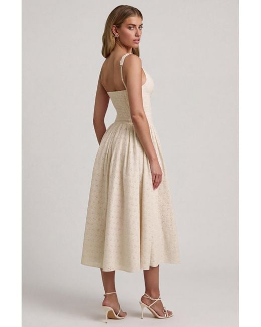 Oh Polly White Broderie Anglaise Bow-Detail A-Line Midaxi Dress