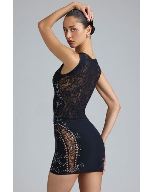 Oh Polly Black Embellished Mid-Rise Mini Skirt