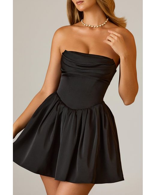 Oh Polly Black Cowl-Neck Corset Mini Dress