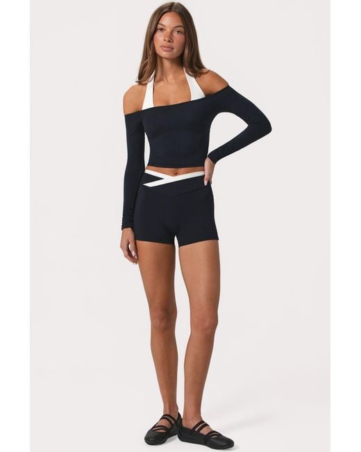 BO+TEE Black Soft Jersey Off-Shoulder Top