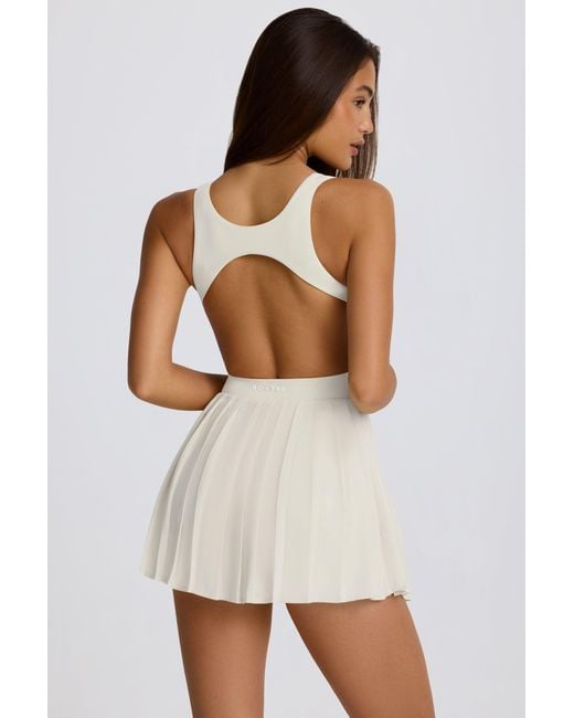 BO+TEE White Soft Active Open-Back Pleated Tennis Dress