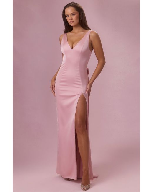 Oh Polly Pink Satin Draped Bridesmaid Dress