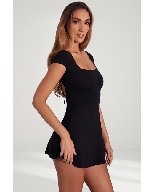Oh Polly Black Open Back A-Line Mini Dress