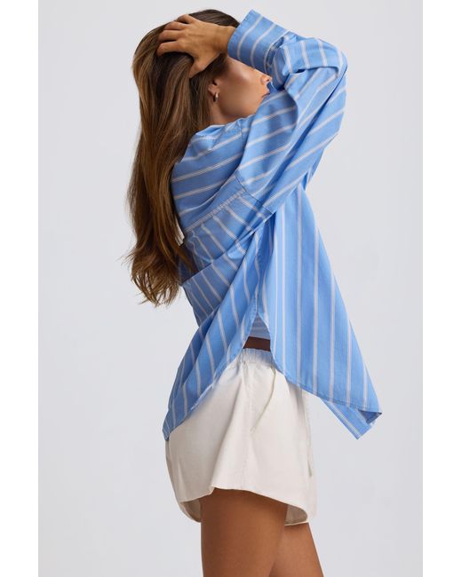 BO+TEE Blue Cotton Poplin Stripe Oversized Shirt