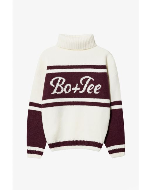 BO+TEE Red Knit Turtleneck Oversized Jumper
