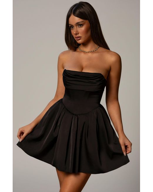 Oh Polly Black Cowl-Neck Corset Mini Dress