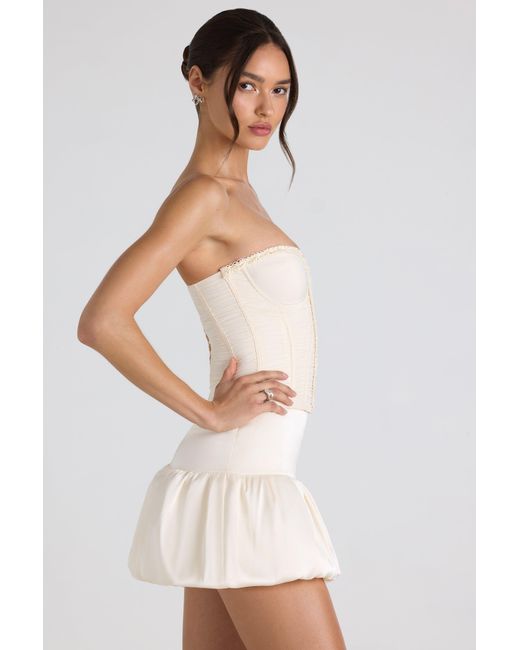 Oh Polly White Bubble Hem Mid-Rise Micro Mini Skirt