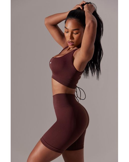 BO+TEE Red High Waist Super Sculpt Biker Shorts