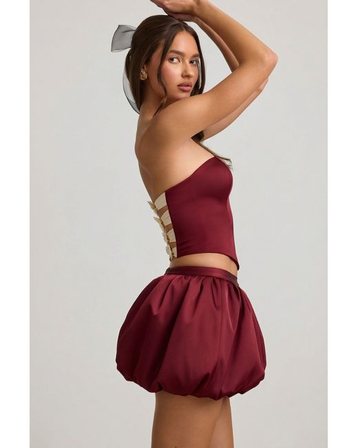 Oh Polly Red Bubble Hem Mid-Rise Mini Skirt