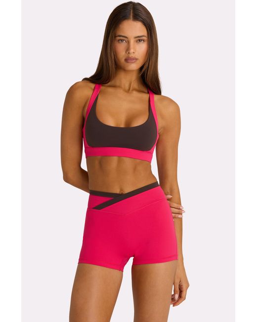 BO+TEE Pink Soft Active Wrap Waist Shorts