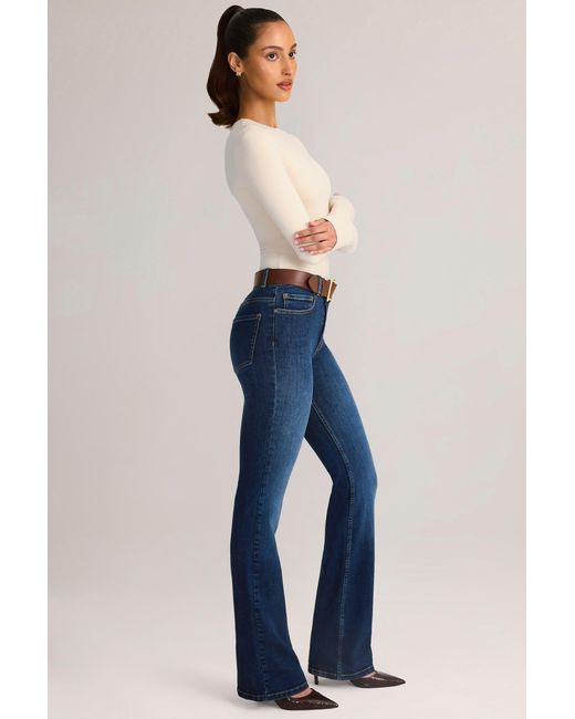 Oh Polly Blue Denim Mid-Rise Flared Jeans