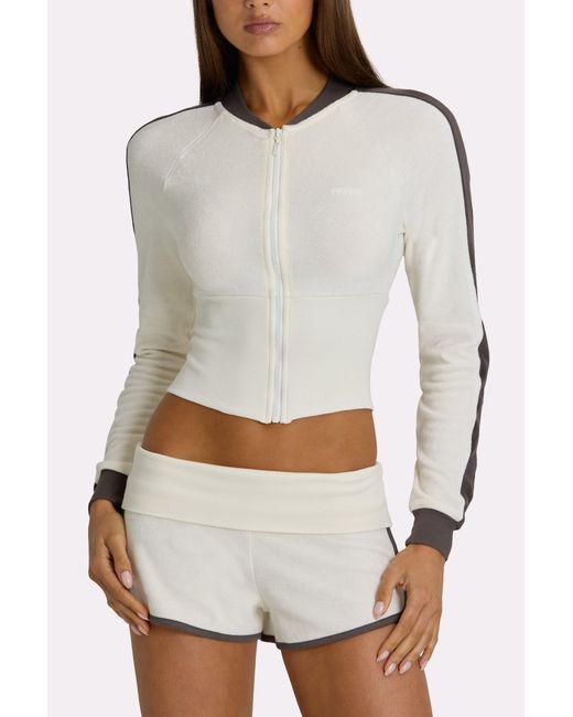 BO+TEE White Terry Foldover Waist Shorts