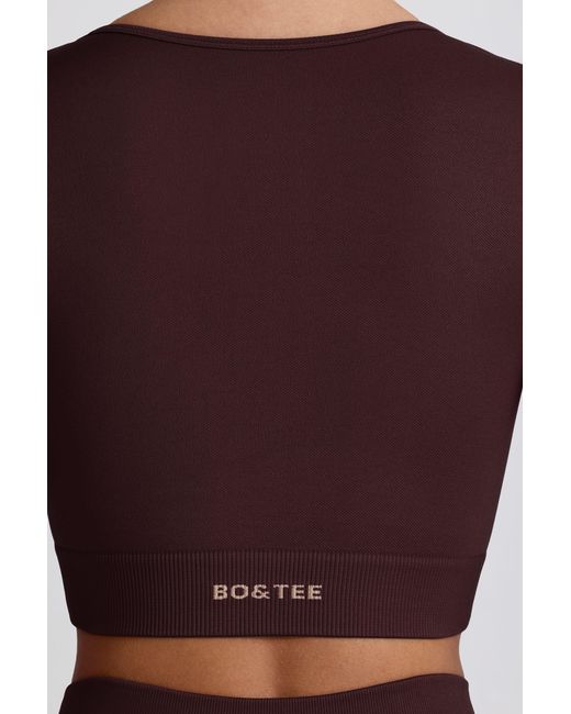 BO+TEE Brown Super Sculpt Seamless Long-Sleeve Crop Top