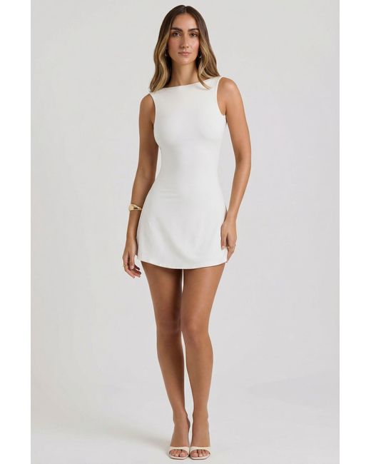 Oh Polly White High Neck Open Back Mini Dress