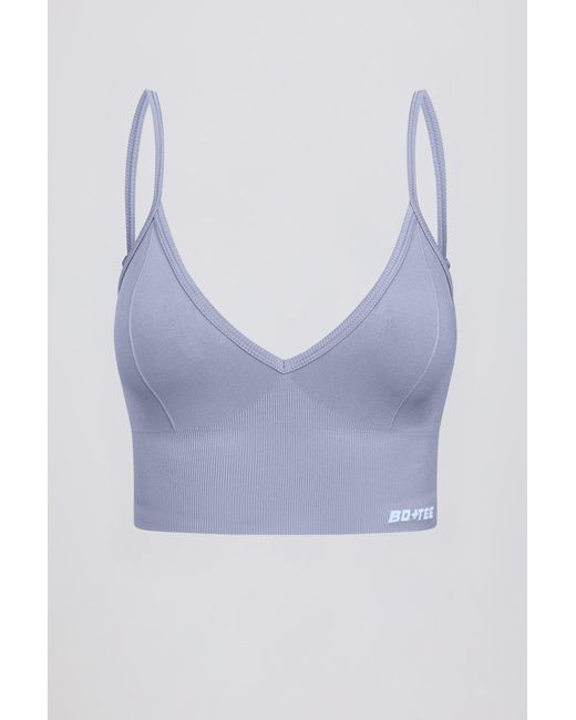 BO+TEE Blue Define Luxe V-Neck Sports Bra