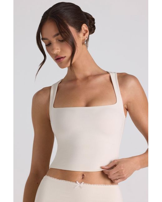 Oh Polly White Modal Bow-Detail Crop Top