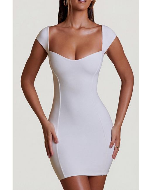 Oh Polly White Sweetheart Neckline Cap Sleeve Mini Dress