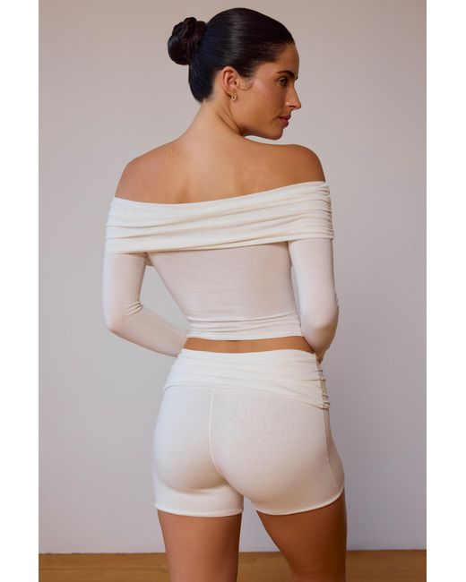 BO+TEE White Fold-Over Mini Shorts