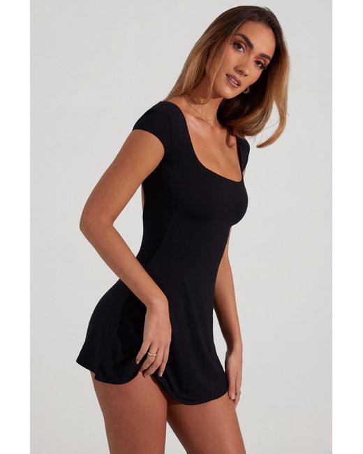 Oh Polly Black Open Back A-Line Mini Dress