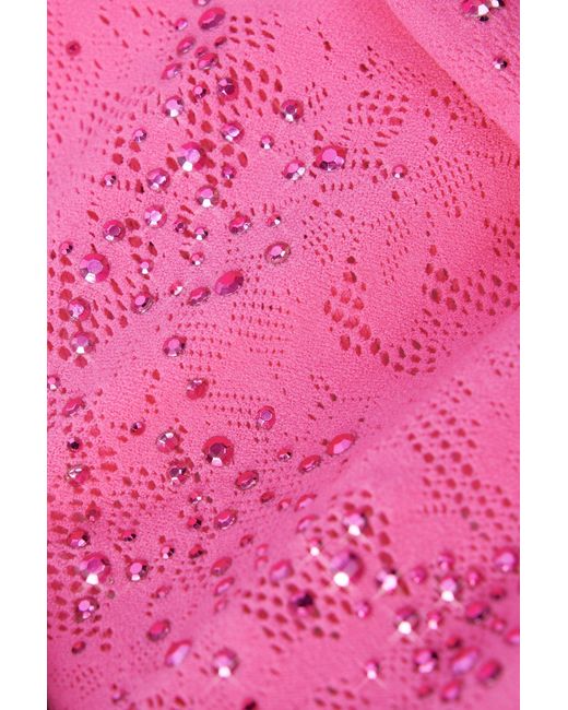 Oh Polly Pink Embellished Lace-Up High-Neck Top