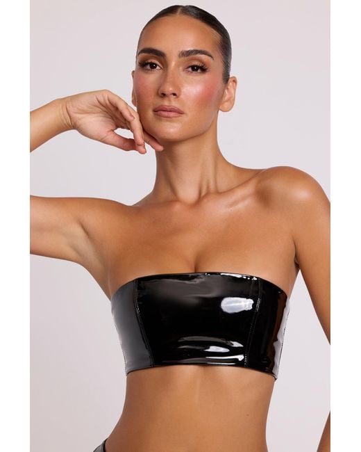 Oh Polly Black Vinyl Bandeau Bralette