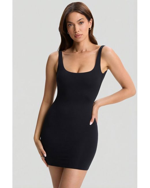 Oh Polly Black Modal Low-Back Bodycon Mini Dress