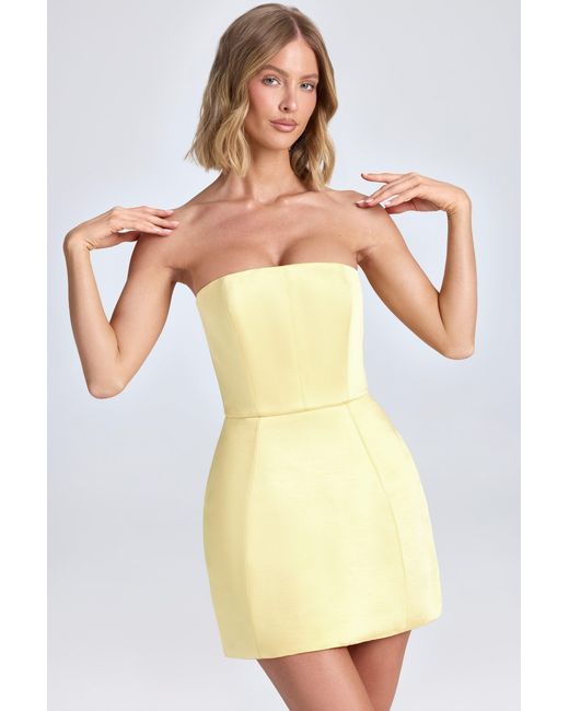 Oh Polly Yellow Bandeau Structured Tulip Mini Dress