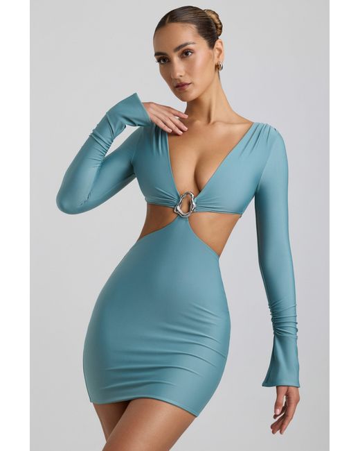 Oh Polly Green Cut-Out Hardware Detail Mini Dress