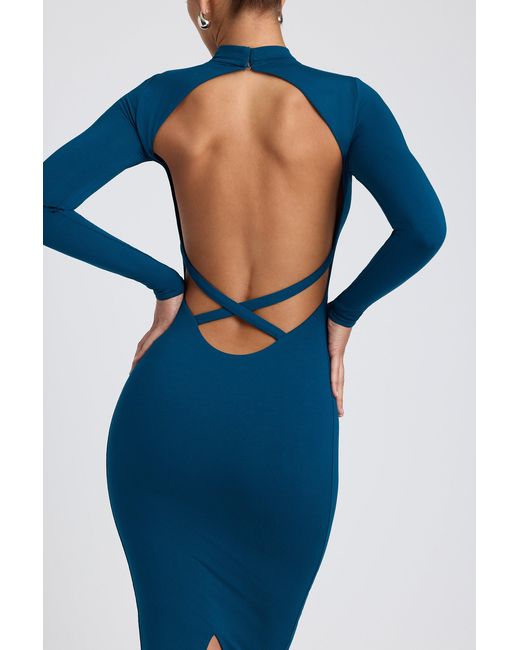 Oh Polly Blue Modal Cross-Back Midaxi Dress