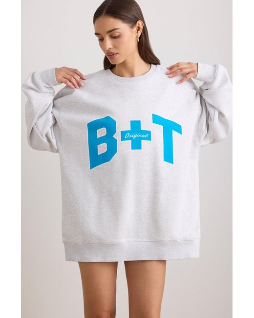 BO+TEE Gray Oversized Crew Neck Sweatshirt