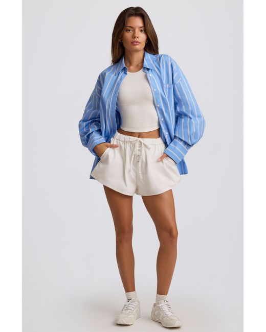 BO+TEE Blue Cotton Poplin Stripe Oversized Shirt